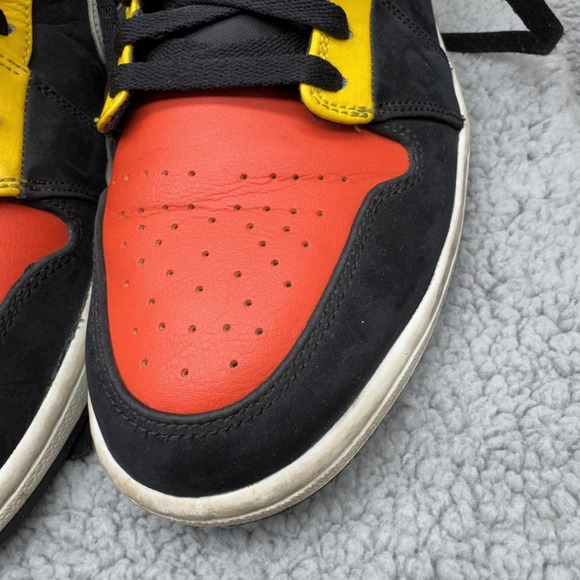 Nike Air Jordan 1 Shoes Mens 11.5 Mid Black Gym Red Yellow Sneakers 852542-087 - Picture 9 of 16